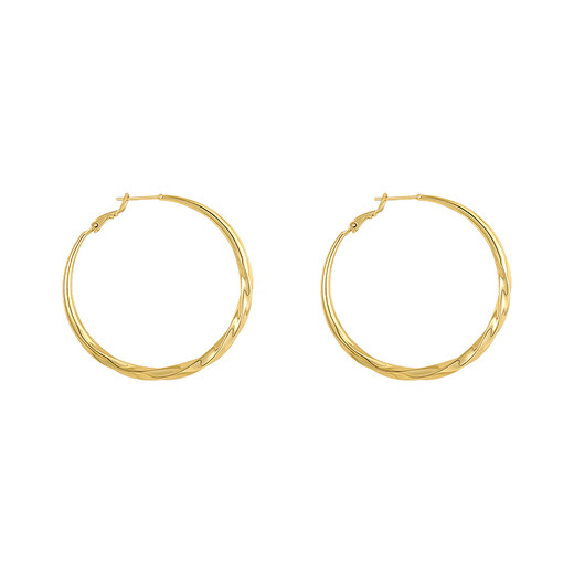 DL 1998 Fat Donglai same style 18k gold large hoop earrings large hoop earrings for women unique exaggerated temperament light luxury plain hoop earrings 18k gold color Möbius earrings