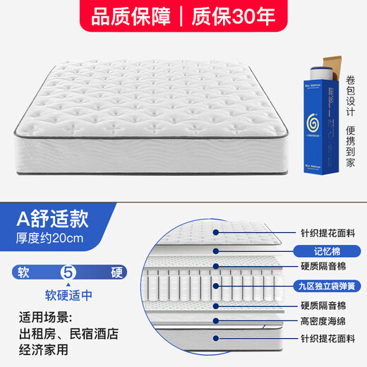 HAIMA JIANAI Matchel Box Roll Box Matchess Independent Spring House Hallx Simmons Soft Double-Side Hotel Griset Un modelo cómodo (20 cm de espesor) Moderado + Memory Foam 1350*2000