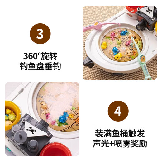 益米儿童玩具电动钓鱼船仿真喷雾海盗船男女孩3-6岁儿童生日礼物