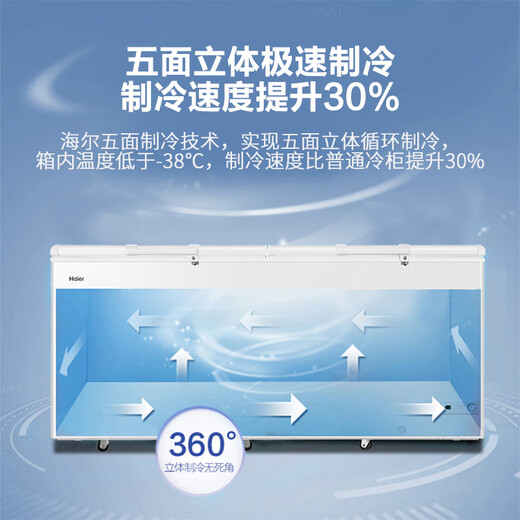 海尔（Haier）冰柜商用大容量双开门  500升以上全冷冻-38度超低温速冻柜 卧式海鲜茶叶柜带门锁冷柜 829负长2.11米【电子控温】 829L