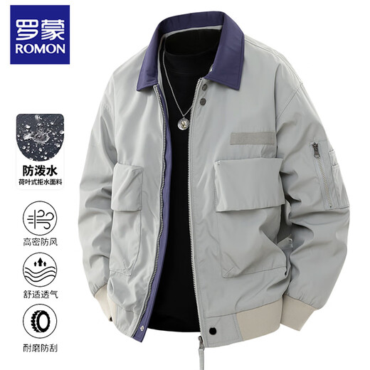 ROMON jacket men's spring and autumn jacket casual top business lapel waterproof fashion trend amber black XL