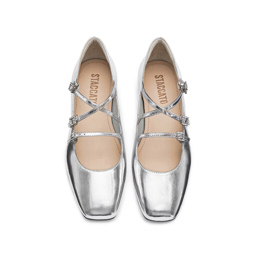 Same as 2025 Alice Mary Jane French single shoes EUE04CQ5 Starlight Silver 37