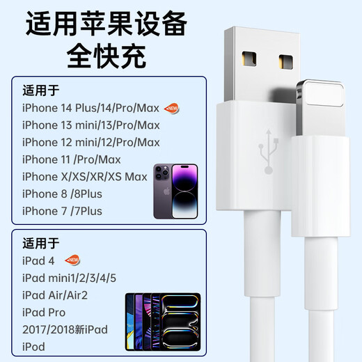 Stike 2-pack suitable for Apple data cable iPhone14/13/12ProMax/11/Xs/XR/8 mobile phone tablet iPad car USB charger cable 1.5 meters