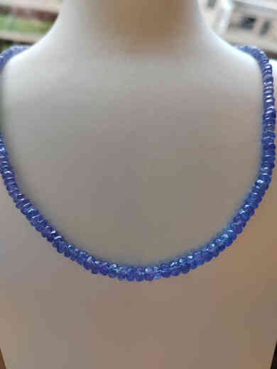 Chihuan Natural India Imported Tanzanite Necklace High-Quality Ice-Permeable Gem-Grade Blue-Purple Necklace Pink Tourmaline Necklace Bracelet High-quality Ice-Permeable Tanzanite Necklace About 3-4.2