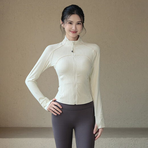 LULUUVTTOH Yoga Wear Jacket Women's Autumn and Winter New Ribbed Sports Top Long Sleeve Running Pilates Training Fitness Wear Women's Wild Berry Color M