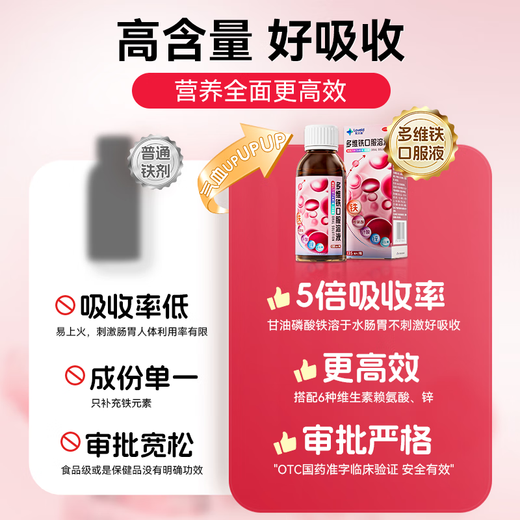 星艾迪多维铁口服溶液补铁补血改善贫血补铁孕妇补铁补气血女补铁儿童补铁剂口服液含维生素B叶酸孕135ml/瓶