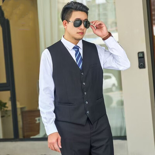 鑫之战春秋大码胖人西装马甲男士西服商务休闲职业正装韩马夹背心加大 优质灰马甲 3XL 145-155斤
