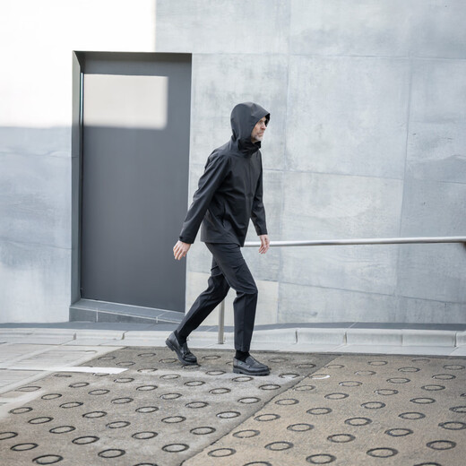 CARE OF LORD Poseidon Spring and Autumn Men's Fully Laminated Outdoor Commuting Hooded Casual Jacket 762301 Extreme Night Black S