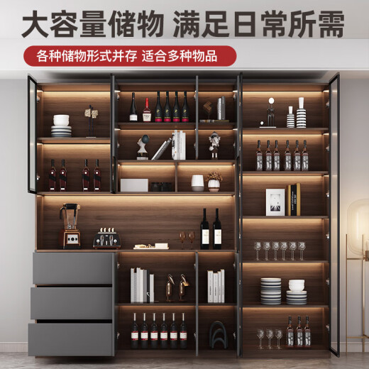 XMSJ Custom Dining Side Cabinet Integrated Wall High Cabinet Light Luxus Home Wohnzimmer Weinschrank Restaurant Tee Schrank Küche Aufbewahrungsstil 15280*40*220 Lieferung in Startseite +