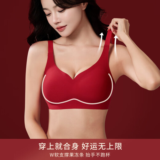 Adore Autumn and Summer 2026 Year of the Horse Red Underwear Set Zodiac Year Women's Bra Underwear Wedding Bride Small Breast Push Up Bra Gift Box Red Color V Neck Wide Shoulder Strap L