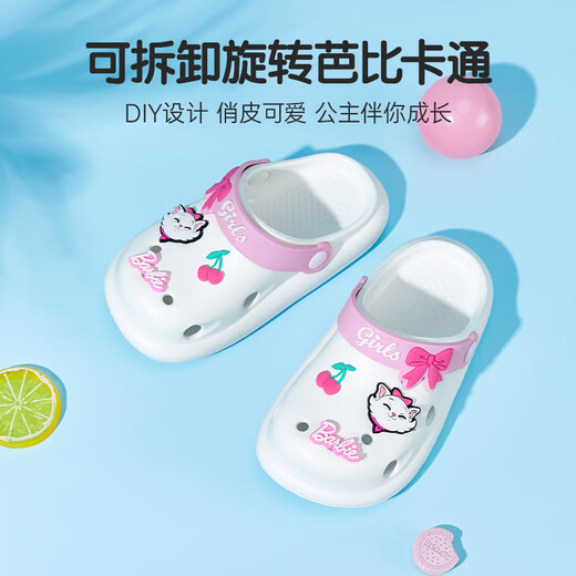 Barbie Kinderschuhe Mädchen Sandalen Badezimmer Baotou Beach Pantoffers Loch Schuhe süßes Mädchen DA6810 Meter Weiß 20