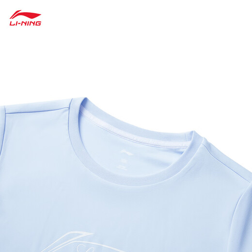 Li Ning children's T-shirt short-sleeved girls 25 summer new comprehensive fitness series quick-drying sun protection sports top Glacier Blue-1 150