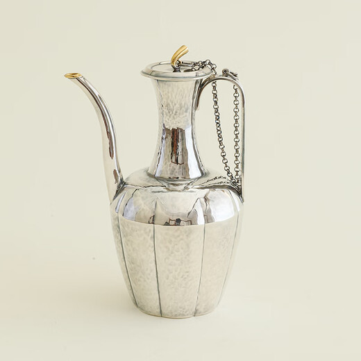 Century-old Lu Yi sterling silver wine warmer and wine dispenser, high-end liquor dispenser, antique style, high-looking, light luxury style, large wine jug & large wine warmer & 6 silver wine glasses for home use