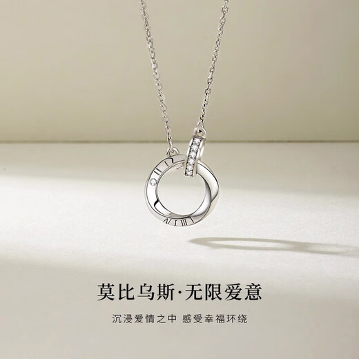 Ji Shizhe platinum platinum pt950 necklace for women, practical Chinese Valentine's Day birthday gift for girlfriend and wife. Platinum model - platinum necklace + Möbius strip pendant.