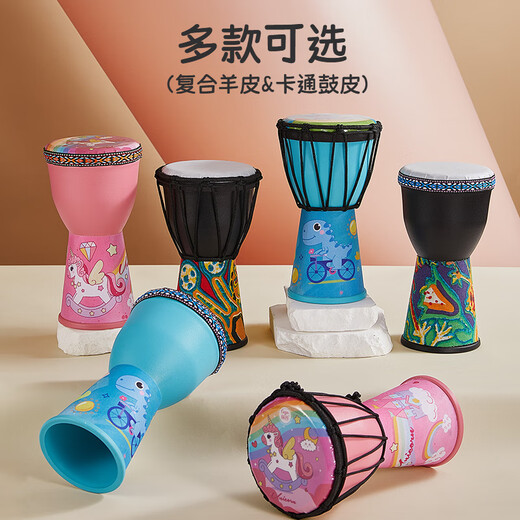 CEGA African Drum Enfants 4 pouces Mini Early Education Toy Trum-Drum Percussion Instrument 1 à 3 ans Boy and Girl Gift Corche à cheval arc-en-ciel