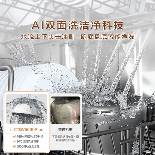 Haier Double-sided Washing W5000Plus White National Subsidy 20% Embedded Small Red Flower Dishwasher 18 Sets + 3 Large Capacity UV Double Sterilization EYSW18566BBU1