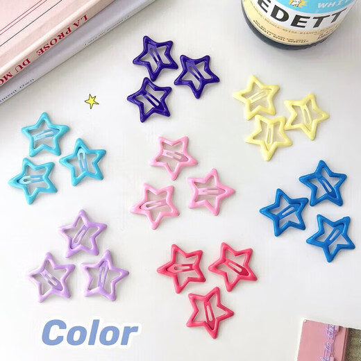 Star hair clip women's hair accessories side clip side bangs clip five-pointed star bb clip cute children's hair clip 10 star hair clips