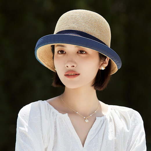 Lee dprre Japanese Straw Hat Women's Summer Sunshade Cool Hat Rolled Hepburn Style All-match Basin Hat Top Hat Straw Braided Sunscreen Fisherman's Hat Burgundy One Size (55-58cm)