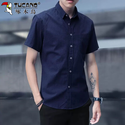 啄木鸟（TUCANO）衬衫男短袖春夏季衬衣男士外套百搭商务休闲百搭男装