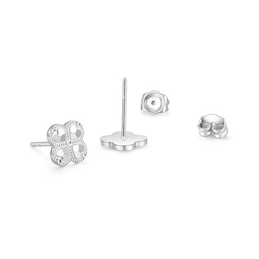 Mengjinyuan platinum earrings, four-leaf clover love genuine PT950 platinum earrings, birthday gift for girlfriend, about 3.05g