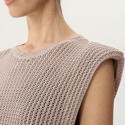 
JNBY/Jiangnan Buyi Spring and Summer Knitted Vest Round Neck Pullover Simple Comfortable Sleeveless Casual Delicate 5O4312070 674/Medium Gray Powder L