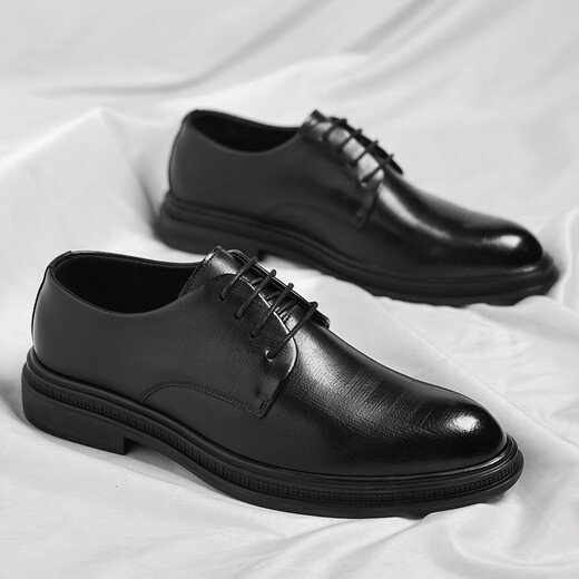 Zapatos de cuero portulese zapatos casuales de cocción para hombres con estilo coreano de moda zapatos formales de lana gruesa zapatos de boda hombres 9708 negros 43