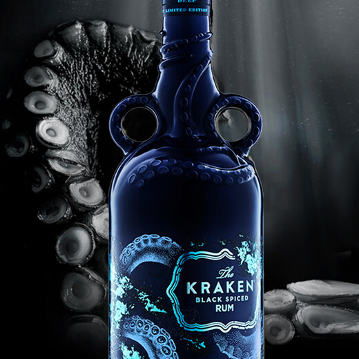 酷拉肯【送男生礼物】Kraken北海巨妖加香黑朗姆酒 Rum洋酒调酒基酒 【限量纪念款】21年荧光瓶 700mL