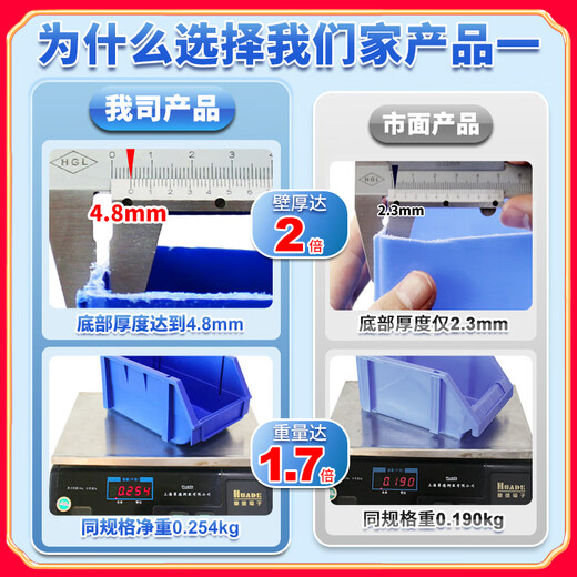 XMSJ零件收纳盒仓库货架斜口塑料盒五金配件物料螺丝工具收纳箱 M15270*140*125只可背(单个)