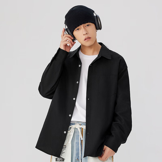 MINISO college-style white shirt men's long-sleeved formal wear thin high-end shirt layered with suit as base layer spring and autumn style Oxford long-sleeved white M /170 (same style for men and women)