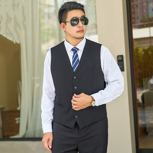 鑫之战春秋大码胖人西装马甲男士西服商务休闲职业正装韩马夹背心加大 优质灰马甲 3XL 145-155斤