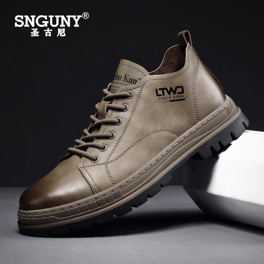SNGUNY high-end light luxury brand Martin boots men's autumn and winter casual shoes British style leather shoes men's soft sole work boots men's shoes color 40