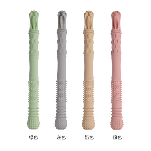 Guanxiangniao Teething Stick Baby Teething Stick Hollow Straw Teether Chewable Child Massage Gum Food Grade Soft Bite Matcha Green*/1pc Silicone Hollow Teether Tube