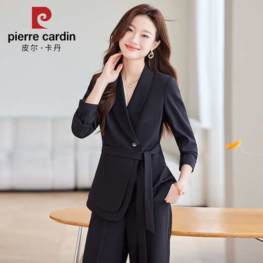 皮尔卡丹杏色感西装套装女春秋2025新款小个子气质职业装女士西服外套 6625杏背心 L
