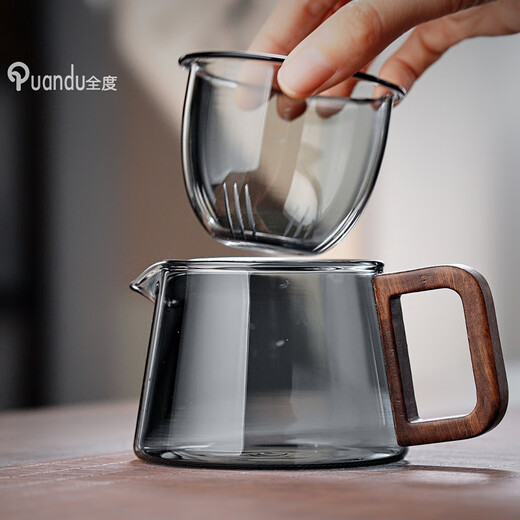Quandu Teapot Glass Tea Maker Thickened Heat-Resistant Glass Teapot Wooden Handle Filter Teapot Kung Fu Tea Set