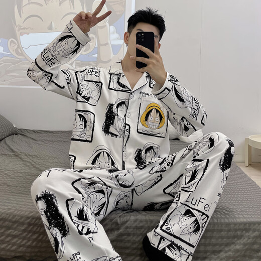 猫人2025新款男士青少年春秋夏季长袖卡通大码睡衣家居服 9905款 M 标准(高165\100斤)