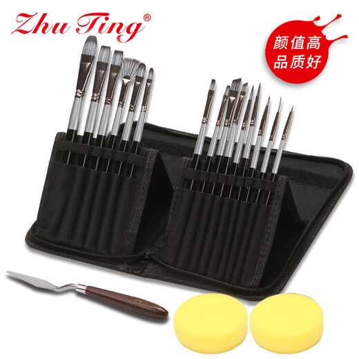 15 Nylon Hair Art Brushes Black Blanc Blanc Nylon Hair Watercolor Brosse argenté Pole noir à huile Brosse Brouss