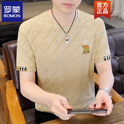 Romon Summer Herren Kurzarm T-Shirt Ice Seide Dünne Trendy Casual Cool T-Shirt 2025 Neue Mode Herren Top T869 White 3XL (ca. 150170jin [Jin ist gleich 0,5 kg] kann getragen werden)