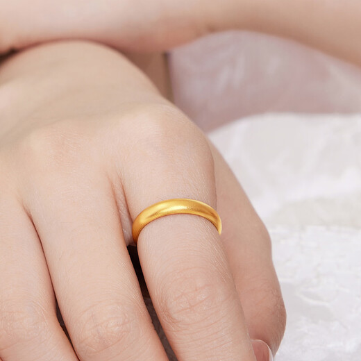 Lukfook Jewelry Gold Ring Loach Back Ancient Method Pure Gold Couple Gift Price F63G0024DS No. 15 - About 3.78g