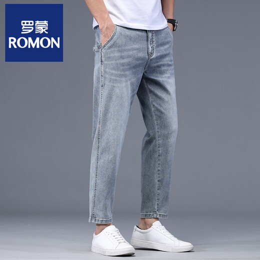 Lomon Straight Jeans Men's Summer mince pantalon recadré américain American Tendy Teen beau cône Pantal