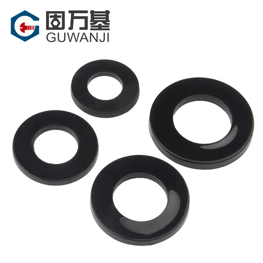 Guwanji black enlarged nylon flat gasket thin round gasket ultra-thin nylon flat gasket plastic insulating high temperature resistant gasket M6*12*1.5 (50 pieces)