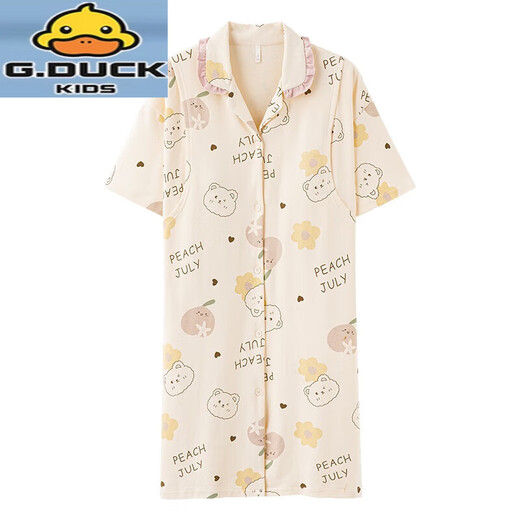 G.DUCKKIDS nightgown with breast pad for pregnant women in summer antibacterial thin cotton lactating pajamas for postpartum confinement clothes for delivery AM11981 M