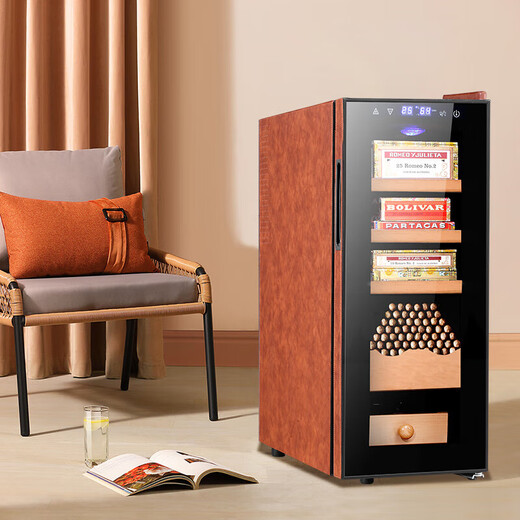 Bacchus leather cigar cabinet fifth generation constant temperature and humidity control humidifier box mini small household solid wood cedar wood embedded alcohol high-end texture 100-200 pieces (1 bare + 2 boxes