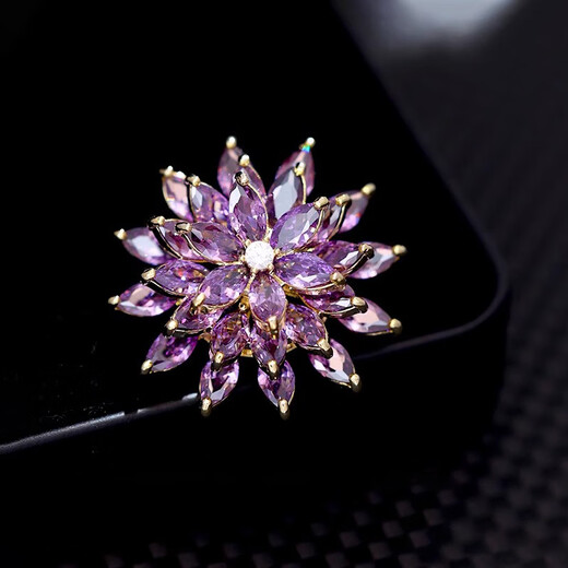 Idel's high-end fashion purple snow lotus brooch suit women's corsage anti-exposure pin luxury accessories birthday gift XZ0593 purple lotus brooch - petals can be rotated
