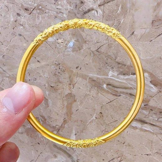 AYD Old Phoenix Gold Store Style Curly Grass Pattern Bracelet D Fu Same Style Ancient Method Inherited 999 Pure Gold Pure Silver Gold-Inlaid Silver Bracelet Plain Curly Grass Pattern Bracelet