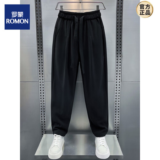 Romon drapierte lässige Hosen Herren Sommer neuer geradliniger loser Hose hübsche Sporthosen Harem Hosen grau 2xl