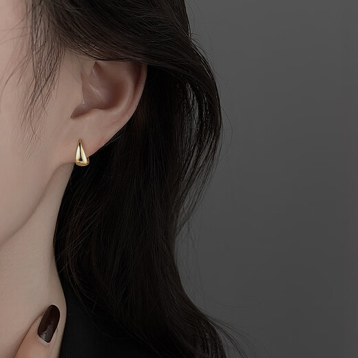 Guanpu Pavilion Fat Donglai's same style pt950 platinum plain hoop earrings PT950 women's simple and versatile ear hoops with a sense of temperament earrings for girls, small fat hoop earrings