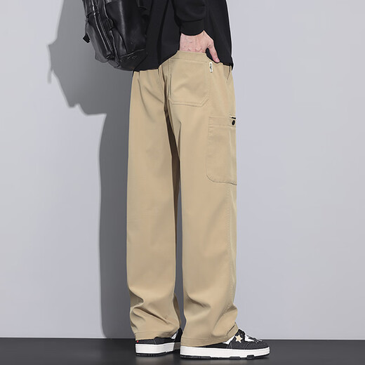 Romon Casual Hosen für die Frühlings- und Herbst -New American -Arbeitshose für Männer für Männer losen gerade Sport und Freizeithosen 9856 Khaki + 9856 Black M.