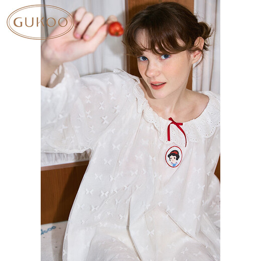 果壳（Gukoo）睡裙女春秋款白雪公主新款网纱女士家居服睡裙 雪白 M 