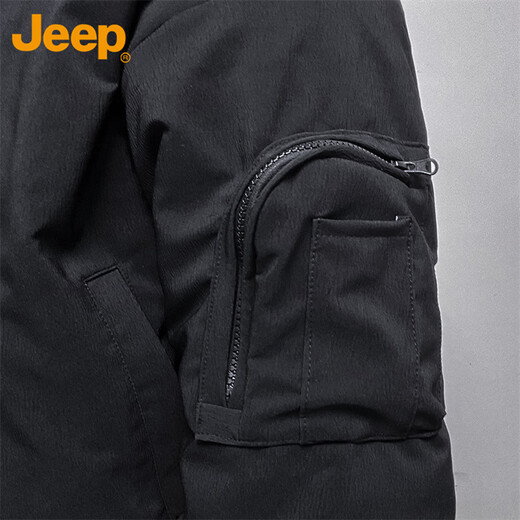 Jeep (JEEP) Jacket Men's Autumn and Winter Loose Workwear Aviator Jacket American Casual Trendy Men's Clothing Black XL