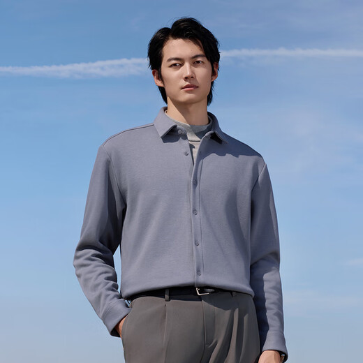 Made in Tokyo, velvet and thickened, warm long-sleeved shirt, men's business casual autumn and winter jacket, dark gray 41